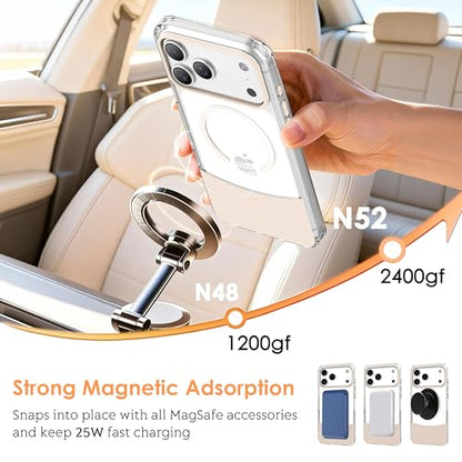 Magnetic Case for iPhone 17, Crystal Clear, [Compatible with Magsafe][Military Grade Drop Protection] Anti-Yellowing Slim Shockproof Transparent Protective Phone Cover, Light Pink - color: Light Pink, size: iPhone 17