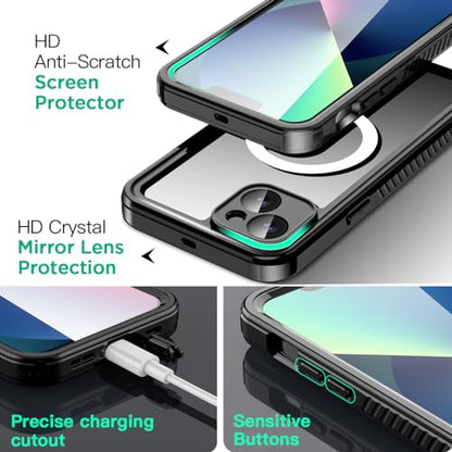 AICase iPhone 13 Case Waterproof with MagSafe Clear Snowproof,Dustproof and Shockproof,IP68 Certified Full Body 360 Protection Fully Sealed Underwater Cover for iPhone 13 6.1" - color: iphone 13 Waterproof Case