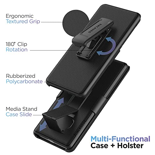 Encased DuraClip Designed for Samsung Galaxy S23 Belt Clip Case with Phone Holster and Kickstand (Matte Black) - size: S23