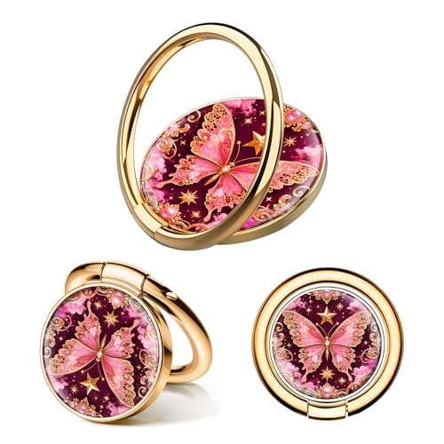 Cell Phone Ring Holder, Cute Phone Ring Grip Stand, 360°Rotation Funny Metal Kickstand Finger Grip Luxury Butterfly - color: Luxury Butterfly