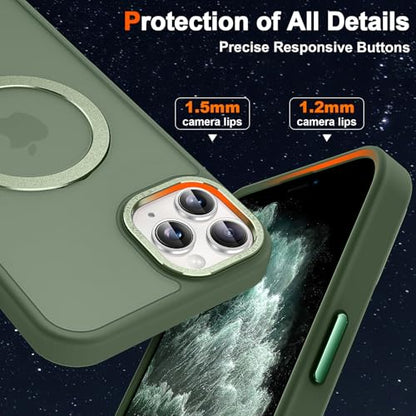 Magnetic for iPhone 11 Pro Max Case with Ring Stand,Midnight Green | Invisible Magnetic Kickstand, 10FT Drop Protection Shockproof, Velvety Touch, Slim Translucent Matte Back - color: Midnight Green, size: Iphone 11 Pro Max 6.5 inches
