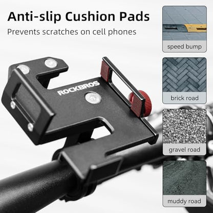 ROCKBROS Bike Phone Mount, Aluminum Handlebar Clamp for 4.7-7.1 in Phones
