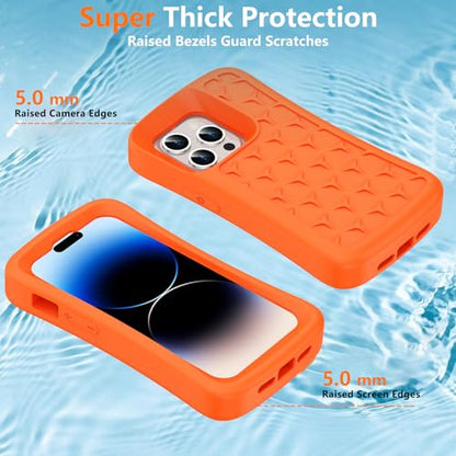 SPIDERCASE Floating Phone Case for iPhone 16 Plus/15 Pro Max/15 Plus/14 Pro Max/14 Plus/13 Pro Max with Waterproof Dry Bags and Lanyard EVA Foam iPhone Floating Case 6.7”,Orange