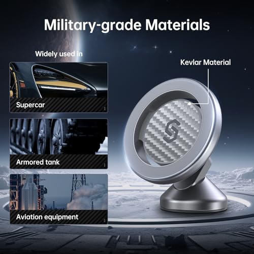 SYNCWIRE MagSafe Car Mount, Adjustable Magnetic Phone Holder, Carbon Fiber - color: Titanium Silver