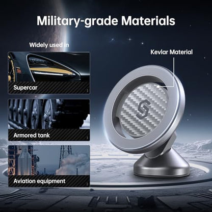 SYNCWIRE MagSafe Car Mount, Adjustable Magnetic Phone Holder, Carbon Fiber - color: Titanium Silver