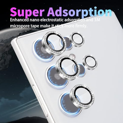 Camera Lens Protector for Samsung Galaxy S22 Ultra, Diamond Silver - color: Diamond Silver