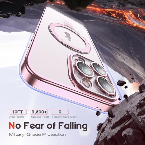 for Plating iPhone 15 Pro Max Case with Magnetic Stand,Rose Gold - color: Rose Gold, size: iPhone 15 Pro Max