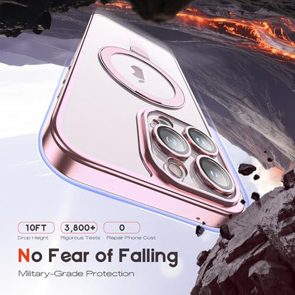 for Plating iPhone 15 Pro Case with Magnetic Stand,Rose Gold - color: Rose Gold, size: iPhone 15 Pro