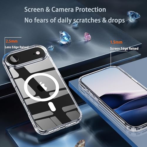 for iPhone 17 Air Clear Case, Compatible with MagSafe, Magnetic Phone Case, Shockproof Military-Grade Protection，Upgraded [Anti-Yellowing](Transparent MagSafe, iPhone 17 air) - color: Transparent Magsafe, size: iPhone 17 Air
