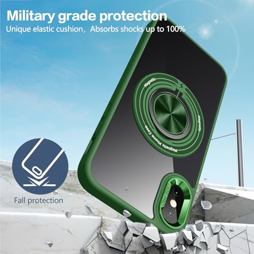 for iPhone Xs Case and iPhone X Case Compatible with Magnetic | With Ring Holder,Transparent Hard PC,Rotated Ring Holder Kickstand Phone Case 5.8in,Green JUS12-39 - color: Green