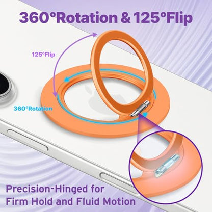 Jsoerpay Ultra-Thin Magnetic Phone Grip for MagSafe, Orange - color: Orange