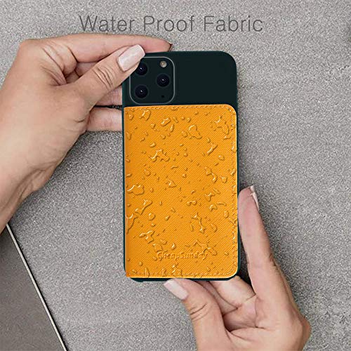 ID Card Holder for Back of Phone Leather Phone Wallet Stick On with Stand Flip Waterproof Leather Adhesive Wallet for Most Cellphones (Yellow) - color: Yellow