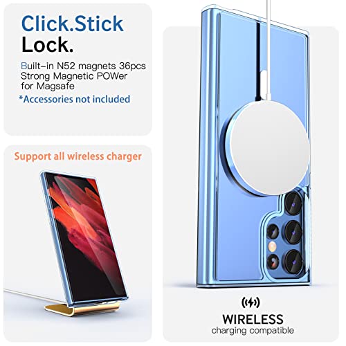 for Samsung Galaxy S23 Ultra Case Clear Magnetic Phone Case [Compatible with MagSafe] Slim Transparent Hard Back Case Cover Military Drop Protection Case - color: Clear, size: S23 Ultra