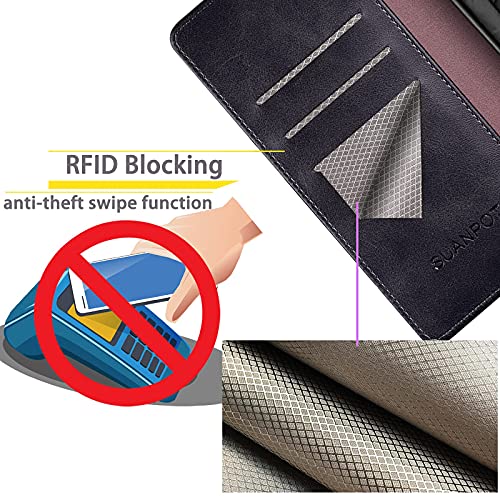 SUANPOT for iPhone 13（Non 13Pro） 6.1 inch 5G with RFID Blocking Wallet case Credit Card Holder,Flip Book PU Leather Phone case Shockproof Cover Cellphone Women Men for Apple 13 case Wallet Black - color: Dark Black Color