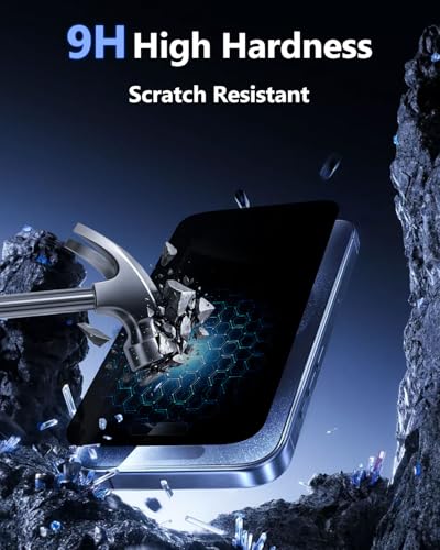 360 Privacy Screen Protector for iPhone 17 Pro Max 6.9 inch, 4-Way Anti Spy Tempered Glass with Auto Dust Removal Kit, Case Friendly Full Coverage 9H Hardness Shatterproof Film, 2 Pack