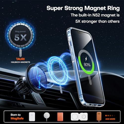 TAURI for iPhone 13 Pro Case, Compatible with MagSafe, Clear | with Screen Protector, Not-Yellowing Military-Grade Protection, Shockproof Slim Magnetic Case for iPhone 13 Pro - color: A-Magnetic Clear