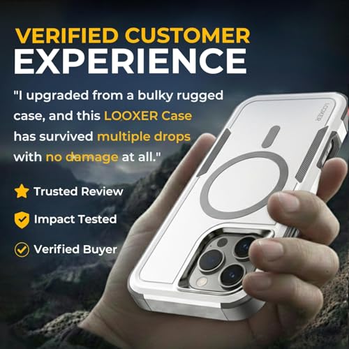 LOOXER® Heavy Duty Rugged Magnetic Case for iPhone 17 Air (6.5”) | Military Grade Shockproof Protection,MagSafe Compatible+ Tempered Glass Included (White, 17 Air) - color: White, size: 17 Air