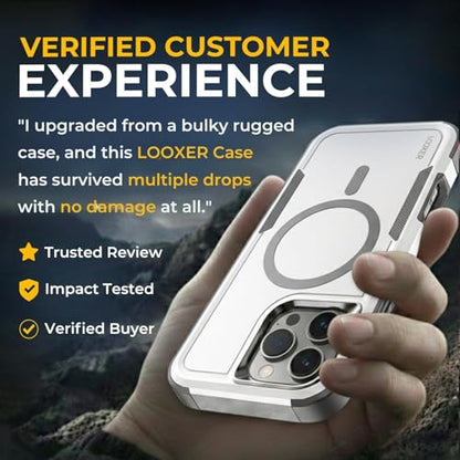 LOOXER® Heavy Duty Rugged Magnetic Case for iPhone 17 Air (6.5”) | Military Grade Shockproof Protection,MagSafe Compatible+ Tempered Glass Included (White, 17 Air) - color: White, size: 17 Air