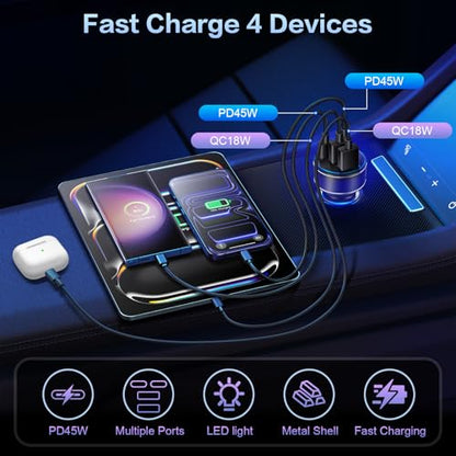 USB C Car Charger, Dual Ports 90W Fast Charging Cigarette Lighter Adapter - color: Black, size: 1-Pack