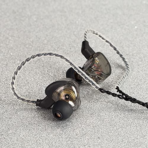 YINYOO CCZ Melody Gaming Earbuds Wired in Ear Hearphone with Microphone IEM HIFI Bass with 1DD 1BA Hybrid, Detachable Cable for Smartphones/PC/Tablet/Gaming/Video/Music/Calling (with mic, clear black) - color: Clear, size: 3.5mm-With Microphone, style: 3.