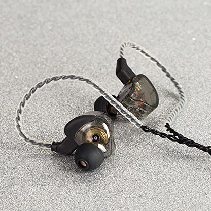 YINYOO CCZ Melody Gaming Earbuds Wired in Ear Hearphone with Microphone IEM HIFI Bass with 1DD 1BA Hybrid, Detachable Cable for Smartphones/PC/Tablet/Gaming/Video/Music/Calling (with mic, clear black) - color: Clear, size: 3.5mm-With Microphone, style: 3.