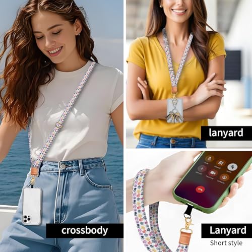 Phone Lanyard Crossbody Wrist Strap, Universal Adjustable Neck Strap for Phone Case Keys ID Badges, Travel Essential - color: Colorful Cute Dog Paws