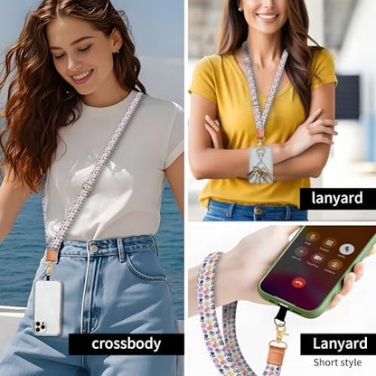 Phone Lanyard Crossbody Wrist Strap, Universal Adjustable Neck Strap for Phone Case Keys ID Badges, Travel Essential - color: Colorful Cute Dog Paws