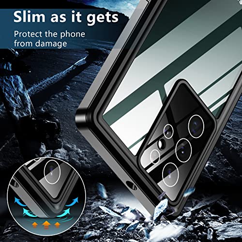 SPIDERCASE Designed for Samsung Galaxy S22 Ultra Case 6.8", Green/Clear | [IP68 Waterproof] [Built-in Screen Protector] Full Sealed Protection Heavy Duty Shockproof Case - color: Green