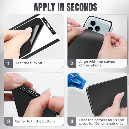 2Pcs Skin Wrap Compatible for iPhone 17 Pro – Slim Decal Vinyl Protective Film for Sides & Back – Sleek Fit, Premium Look – Compatible with All iPhone 17 Pro Cases - Black - color: Black