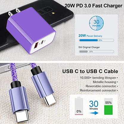 USB C Fast Wall Charger for Google Pixel 11/10a/10/9a/9/9 Pro XL/8a/8/8 Pro - color: Purple
