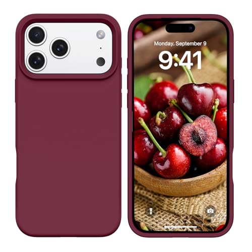 GUAGUA for iPhone 17 Pro Case Liquid Silicone Silky Soft Gel Rubber Slim Thin Microfiber Lining Cushion Texture Cover Shockproof Protective Phone Case for iPhone 17 Pro 6.3 inch, Plum Red - color: Wine Red, size: iPhone 17 Pro