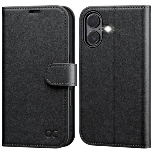 OCASE for iPhone 17 Wallet Case, Card Holder, Litchi Black | RFID Blocking, Kickstand, Magnetic Closure, PU Leather Flip Folio, Shockproof TPU Shell, Protective Phone Cover (6.3") 2025 - color: Litchi Black
