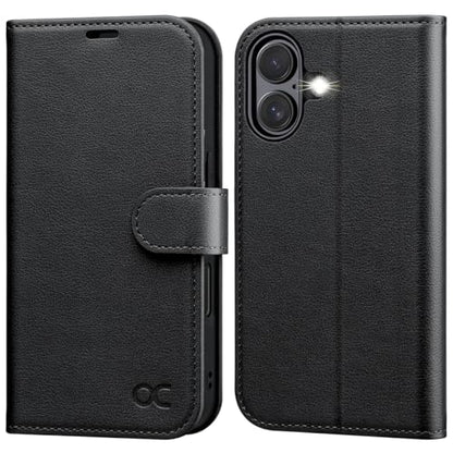 OCASE for iPhone 17 Wallet Case, Card Holder, Litchi Black | RFID Blocking, Kickstand, Magnetic Closure, PU Leather Flip Folio, Shockproof TPU Shell, Protective Phone Cover (6.3") 2025 - color: Litchi Black