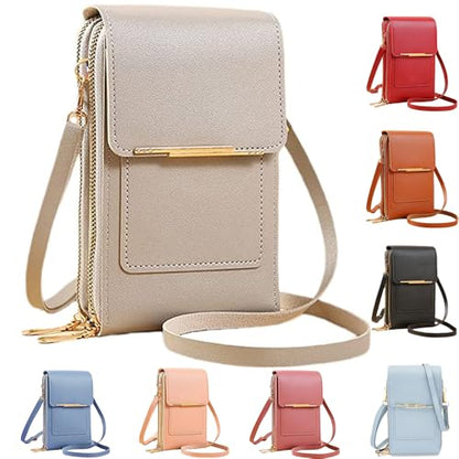 Anti-Theft Leather Bag,Small Crossbody Cell Phone Purse Wallet for Women,RFID Block Phone Purse Crossbody with Shoulder Strap - color: Grey