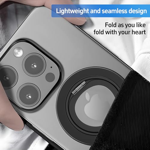 Magnetic Phone Ring for MagSafe Phone Grip,Magnetic Cell Phone Stand Holder Finger Ring[Thin and Light Design] for iPhone Can Rotate 360 Degrees Compatible with iPhone12-17Series-Light Purple