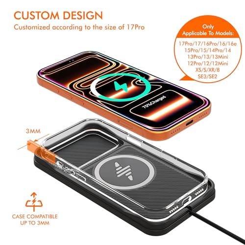 Wireless Car Charger Pad, Fast Car Wireless Chargers Charging pad Non Slip Car Wireless Phone Charger for iPhone 17/16/15/14/13/12 Pro, SE3/SE2/XS/X/XR/8, 30cm Cable