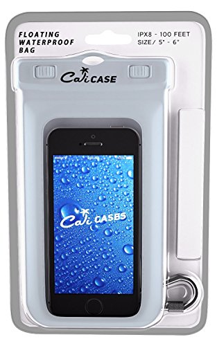 CaliCase Universal Waterproof Floating Phone Pouch - IPX8 Waterproof Floating Phone Case with Lanyard for iPhone X-15/ S20-S24/ Pixel 4-8 - White - color: White