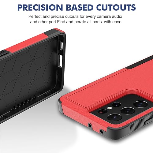 for Samsung Galaxy S24 Ultra Case: Dual Layer Protective Heavy Duty Cell Phone Cover Shockproof Rugged with Screen Protector - Military Protection Bumper Tough - Samsung Galaxy S24 Ultra 2024, Red - color: Red (PC) + Black (TPU)