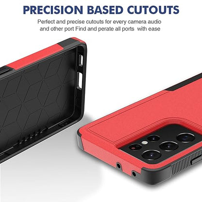 for Samsung Galaxy S24 Ultra Case: Dual Layer Protective Heavy Duty Cell Phone Cover Shockproof Rugged with Screen Protector - Military Protection Bumper Tough - Samsung Galaxy S24 Ultra 2024, Red - color: Red (PC) + Black (TPU)