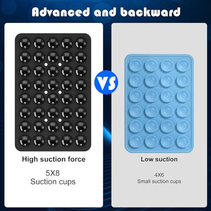 Double Sided Silicone Suction Phone Holder Mount, Silicon Accessory for iPhone and Android, Hands-Free Mirror Shower Phone Holder, TikTok Videos and Selfies (Black+White) - color: Black+White