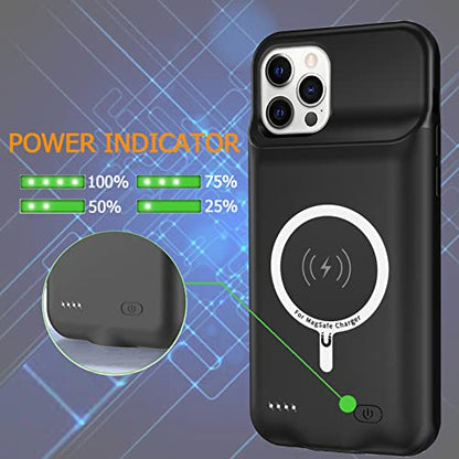 Battery Case for iPhone 12 Pro Max, Upgraded 12000mAh Rechargeable Portable Extended Battery Pack Supported Qi Wireless Charging Case Compatible with iPhone 12 Pro Max (6.7 inch) Charger Case (Black) - size: iPhone 12 Pro Max(6.7 inch)