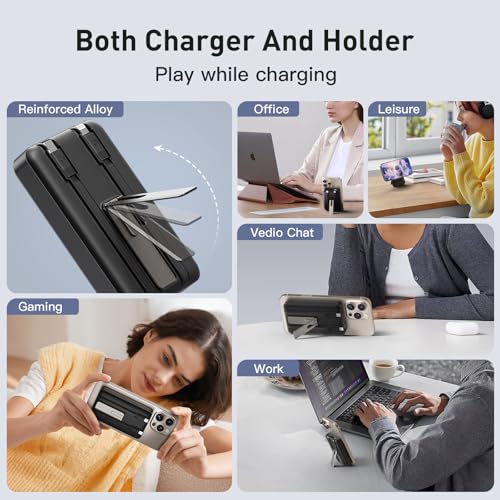 Tryetas 16800mAh Magnetic Power Bank Portable Charger with Built in Cables