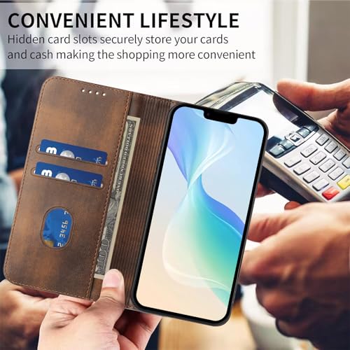 Leather Case Compatible with Galaxy A20E, Magnetic Cover with Card Slots Bumper Phone Case Leather Purse Scratch Resistant Case mit Stand Function Slim Case Compatible with Samsung Galaxy A20E/A10E - color: Brown