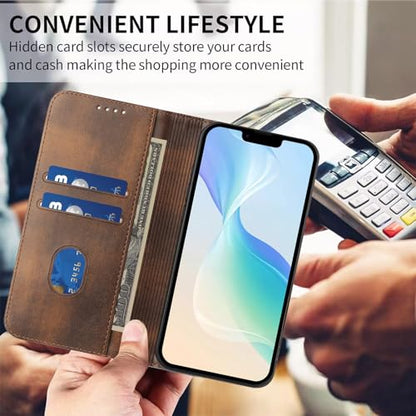Leather Case Compatible with Galaxy A20E, Magnetic Cover with Card Slots Bumper Phone Case Leather Purse Scratch Resistant Case mit Stand Function Slim Case Compatible with Samsung Galaxy A20E/A10E - color: Brown