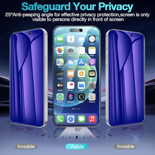 2 Pack for iPhone 17 Pro Privacy Screen Protector Film (NOT Glass), Anti Blue Light Flexible PET Film Screen Protector for iPhone 17 Pro with [Easy Installation Tray] - Purple - size: iPhone 17 Pro