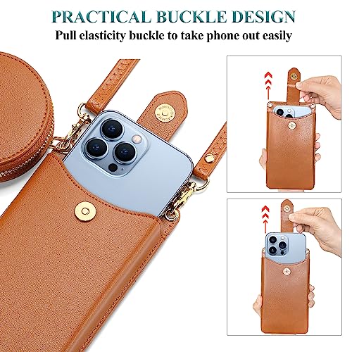 Peacocktion Small Crossbody Cell Phone Purse for Women, Lightweight Mini Small Crossbody Bags for Women with Card Slots - color: 14-brown
