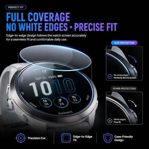 6 Pack Screen Protector for Garmin Forerunner 165/165 Music 43mm | 9H Tempered Glass,High clarity,responsive touch,anti-shatter,bubble-free install and scratch protection for daily wear. - size: For Garmin Forerunner 165 43mm 1.69-Inch