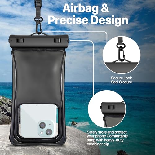 NEPHI IP68 Waterproof Phone Pouch 2 Pack-Up to 7.0"，Adjustable Neck Lanyard Floating Waterproof Phone Case for iPhone,Phone Dry Bags for Vacation Beach Pool Travel Essentials (Pink Blue 2 Pack) - color: Pink Blue 2 Pack