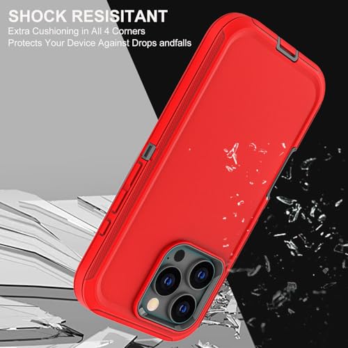 YKHJKLEC for iPhone 16 Pro Case, Military Grade 3 in 1 Heavy Duty Shockproof/Drop Proof/Dust Proof Case with 2Pcs Tempered Glass Screen Protector & 1Pcs Camera Lens Protector (Red/Black) - color: Red/Black