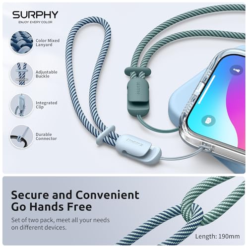 SURPHY 2 Pack Phone Lanyard, Phone Wrist Strap for Case, Camera Wrist Strap - color: Cloud Blue & Green